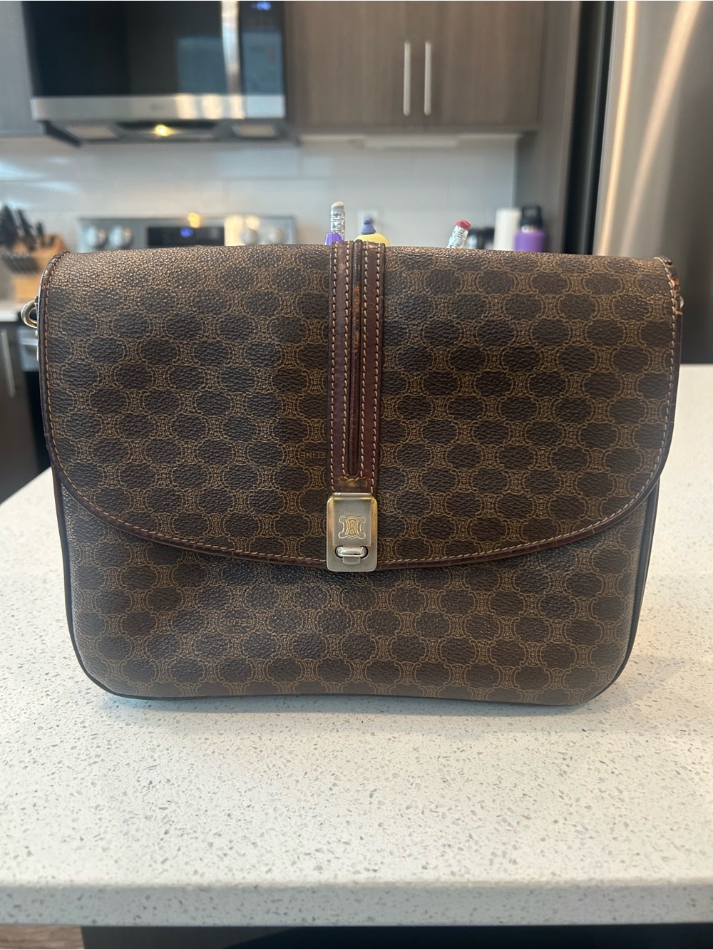 Vintage Celine Brown Monogram Clutch